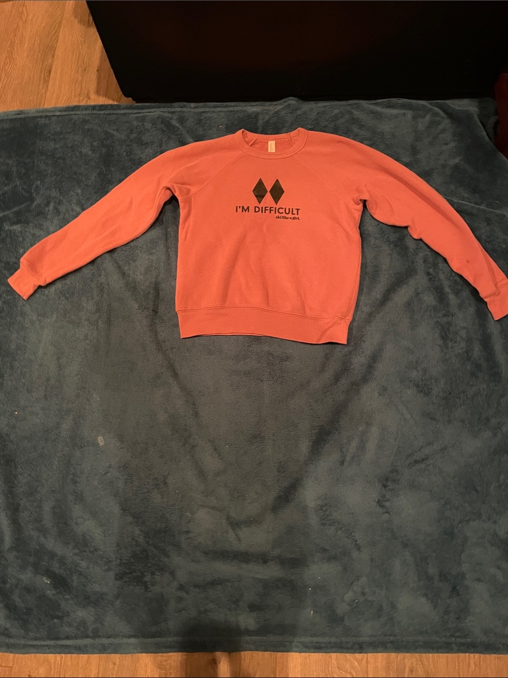 Bella Canvas Coral Crewneck Sweatshirt with Black Graphic